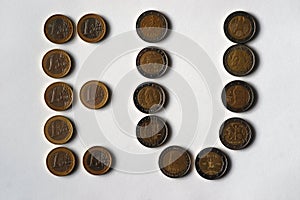 The inscription is the European Union of coins worth 1 and 2 euros.