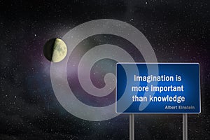 Inscription immagination is more important than knowledge on billboard