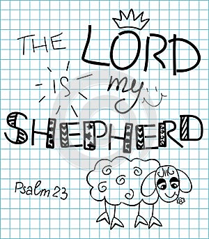 The inscription the Lord is my shepherd made from hands