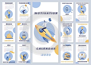 Inscription Motivation Calendar 2020 Cartoon.