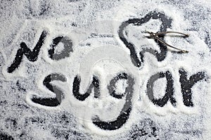 the inscription of no sugar, caries prevention, dental health care, causes of carious lesions, diabetes