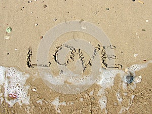 The inscription on the sand about love