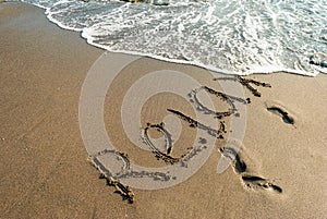 Inscription on the sand, relax ,beach, vacation