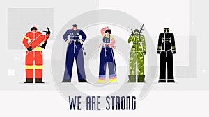 Inscription We are Strong Vector Illustration.