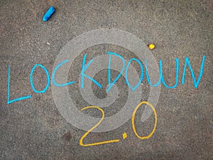 The inscription text on the grey board, Lockdown 2.0