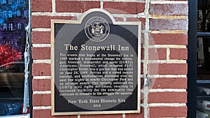 Stonewall Inn marker in Greenwich Village