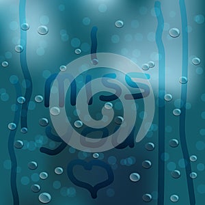 The inscription on the wet glass. Transparent background. Concession to lover. Vector illustration.