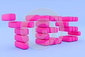 The inscription YES from pink cube