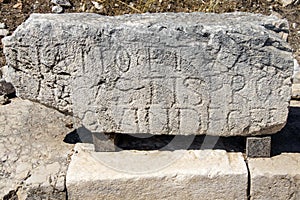 Inscriptions of ancient cemetery photo