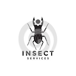 Insect beetle with gear service logo design, vector graphic symbol icon illustration creative idea