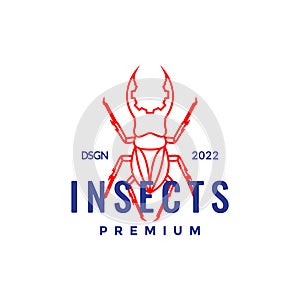 Insect beetle line vintage colored logo design, vector graphic symbol icon illustration creative idea