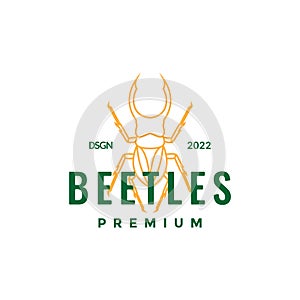 Insect beetle male line vintage logo design, vector graphic symbol icon illustration creative idea