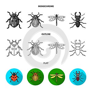 Insect, bug, beetle, paw .Insects set collection icons in flat,outline,monochrome style vector symbol stock illustration