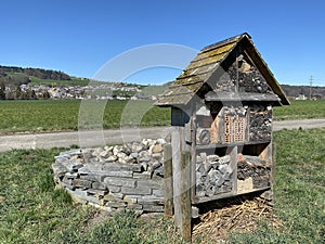 Insect hotel bug hotel or insect house in the natural protection area Wauwilermoos Naturschutzgebiet Wauwilermoos, Wauwil photo