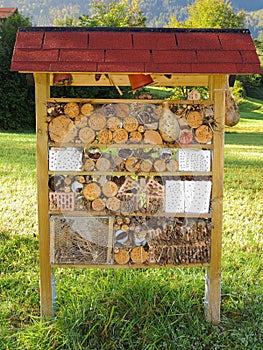 Insect hotel in garden