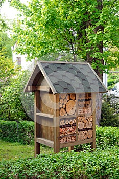 Insect hotel in garden