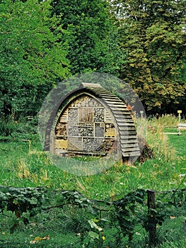 Insect hotel, a hotel for the insects in permaculture garden, Argiculture