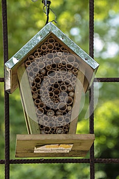 Insect house in the garden, protection for insects, insects hotel