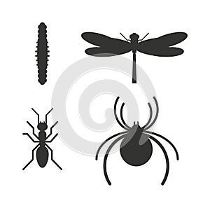 Insect icon black silhouette icons