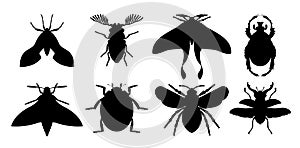 Insect Icon Flat Isolated Black Silhouette vector