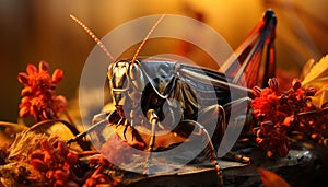 Insect in leaf, small, arthropod, animals in the wild, bee, animal antenna generated by AI