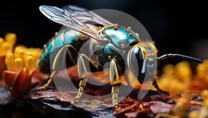 Insect macro bee, fly, wasp Small, selective focus on foreground generated by AI