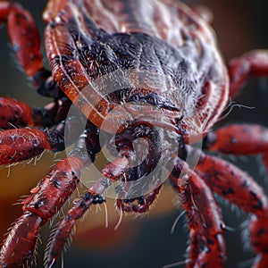 Insect monster bites, encephalitis tick macro dust mite, horrible microscopic bug, skin parasite