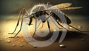 Insect mosquito close-up, macro entomology. AI generated