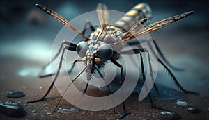 Insect mosquito close-up, macro entomology. AI generated
