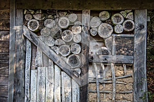 Insect nesting caves as an insect hotel