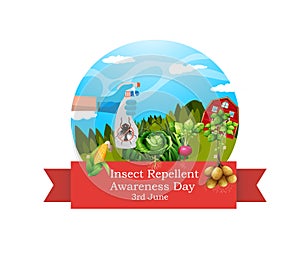 Insect repellent awareness day flat illustration