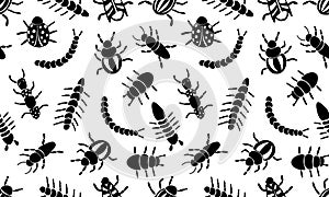 Insect simple icons set - vector collection of bugs symbols in thin line style