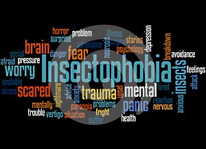 Insectophobia fear of insects word cloud concept 3