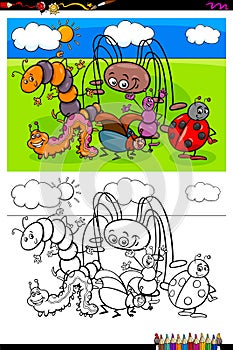 Insects animal characters group color book