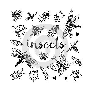 Insects doodle set