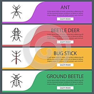 Insects web banner templates set photo
