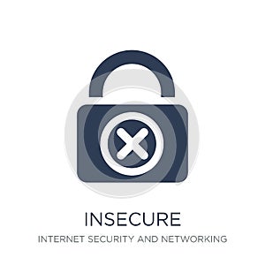 Insecure icon. Trendy flat vector Insecure icon on white background from Internet Security and Networking collection