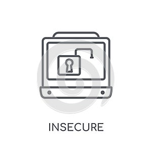 Insecure linear icon. Modern outline Insecure logo concept on wh