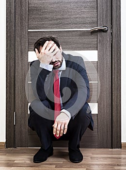 Insecure man waiting for a job interview