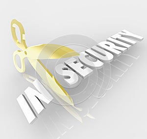 Insecurity Word Scissors Cutting Secure Safety Protection photo