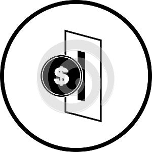 Insert coin in slot vector symbol