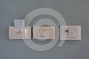 Insert secue card and air conditioner and switches lighting Installed on the wall