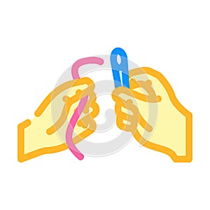 insert thread into needle color icon vector illustration