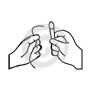 insert thread into needle line icon vector illustration