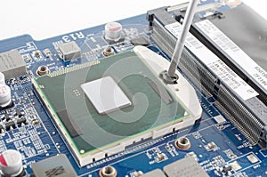 Inserting CPU into the motherboard socket