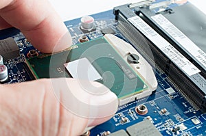 Inserting CPU into the motherboard socket