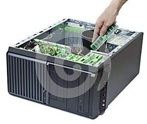 Inserting memory into open computer