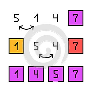 insertion sort algorithm icon color illustration