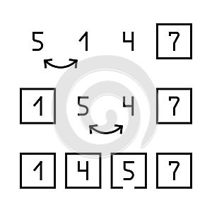 insertion sort algorithm line icon vector illustration
