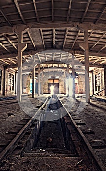 Inside an abandoned depot